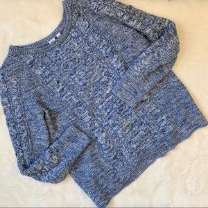 GAP Cable Knit Sweater size M Heather Blue Cozy Long Sleeve